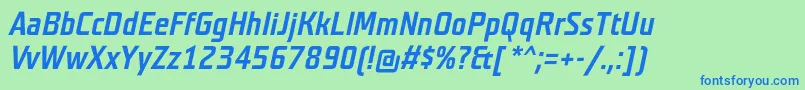 TeutonmagerBolditalic Font – Blue Fonts on Green Background