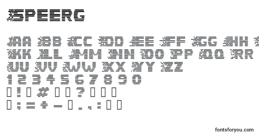 Czcionka Speerg – alfabet, cyfry, specjalne znaki