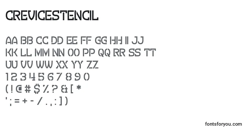 Schriftart CreviceStencil – Alphabet, Zahlen, spezielle Symbole
