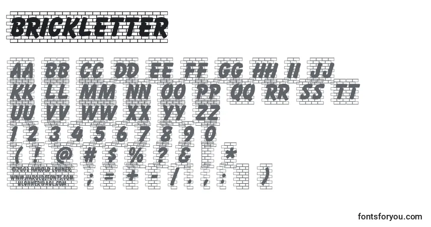 Czcionka Brickletter – alfabet, cyfry, specjalne znaki