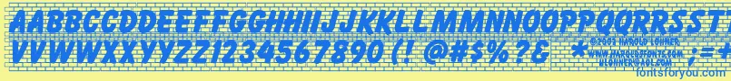 Brickletter Font – Blue Fonts on Yellow Background