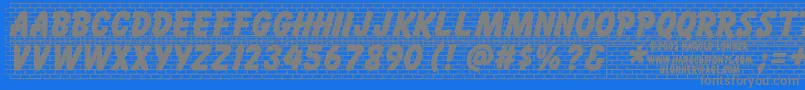 Brickletter Font – Gray Fonts on Blue Background