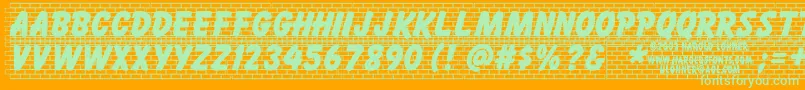 フォントBrickletter – オレンジの背景に緑のフォント