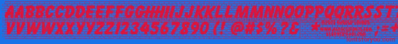 Brickletter Font – Red Fonts on Blue Background