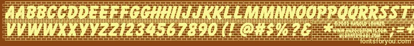 Brickletter-fontti – keltaiset fontit ruskealla taustalla