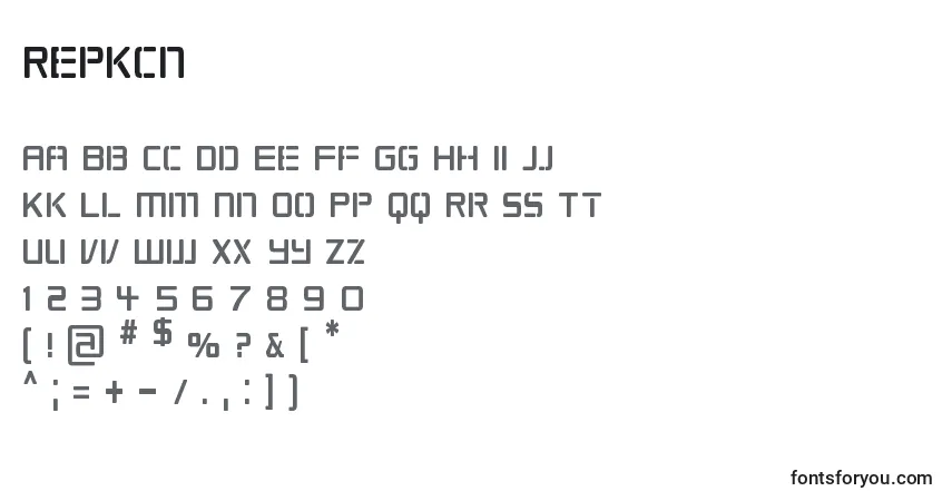 Repkcn-fontti – aakkoset, numerot, erikoismerkit