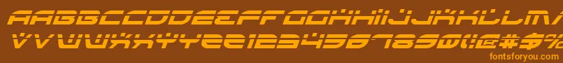 フォントBattlefieldLaserItalic – オレンジ色の文字が茶色の背景にあります。