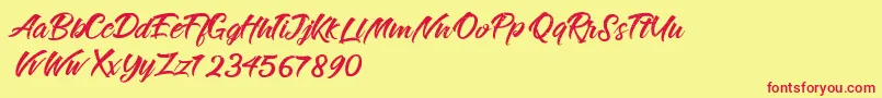 RougeMaheiraVintagePersonalUse Font – Red Fonts on Yellow Background