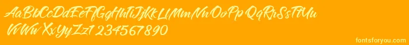 RougeMaheiraVintagePersonalUse Font – Yellow Fonts on Orange Background