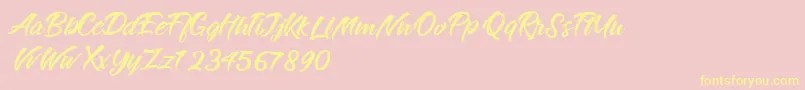 RougeMaheiraVintagePersonalUse Font – Yellow Fonts on Pink Background