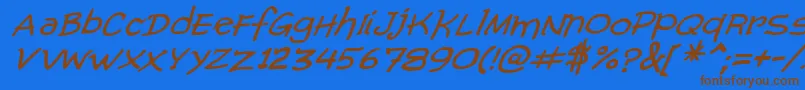 ComicGibiItalic Font – Brown Fonts on Blue Background