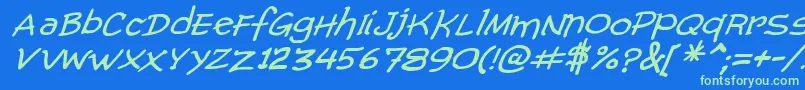 ComicGibiItalic Font – Green Fonts on Blue Background