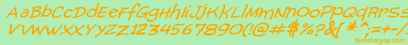 ComicGibiItalic Font – Orange Fonts on Green Background