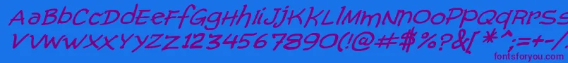 ComicGibiItalic Font – Purple Fonts on Blue Background