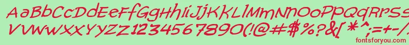 ComicGibiItalic Font – Red Fonts on Green Background