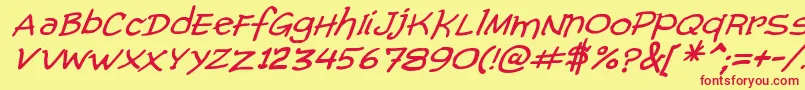 ComicGibiItalic Font – Red Fonts on Yellow Background