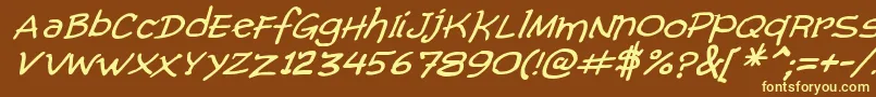 ComicGibiItalic Font – Yellow Fonts on Brown Background