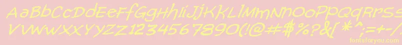 ComicGibiItalic-Schriftart – Gelbe Schriften auf rosa Hintergrund