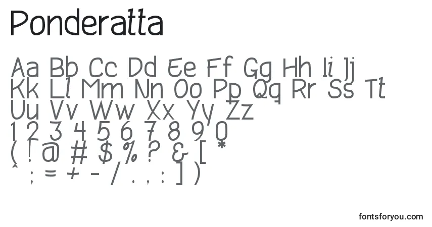 Шрифт Ponderatta – алфавит, цифры, специальные символы