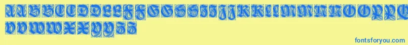 Ehmckeschwabacher Font – Blue Fonts on Yellow Background