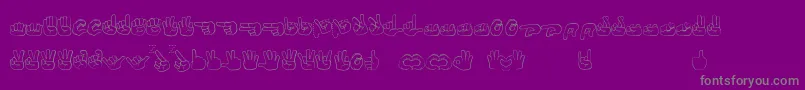 フォントFingerspelling – 紫の背景に灰色の文字
