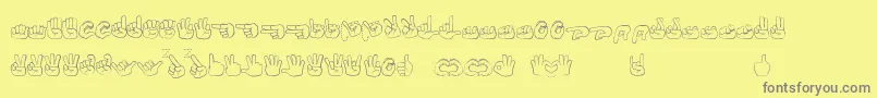 フォントFingerspelling – 黄色の背景に灰色の文字