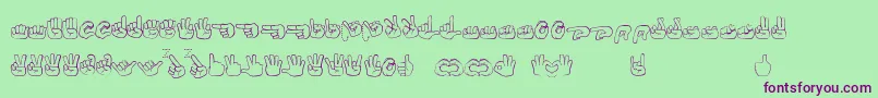 Fonte Fingerspelling – fontes roxas em um fundo verde