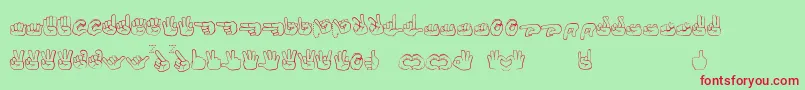 Fingerspelling Font – Red Fonts on Green Background