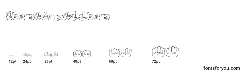 Größen der Schriftart Fingerspelling
