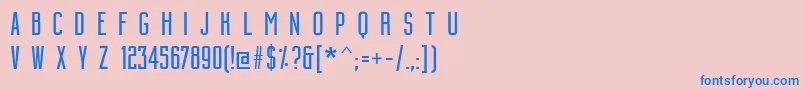 BuildingCondensedmedium-Schriftart – Blaue Schriften auf rosa Hintergrund