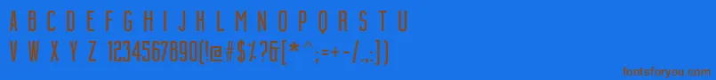 フォントBuildingCondensedmedium – 茶色の文字が青い背景にあります。