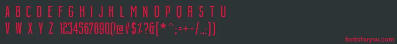 フォントBuildingCondensedmedium – 黒い背景に赤い文字