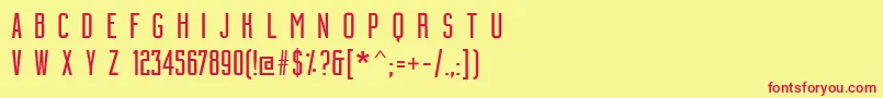 BuildingCondensedmedium Font – Red Fonts on Yellow Background