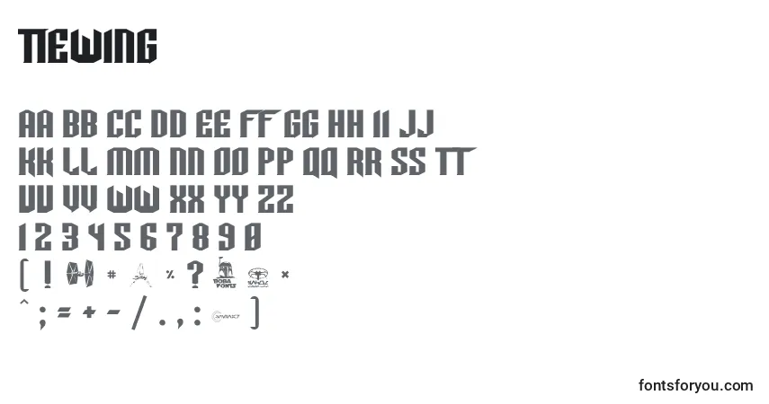 Czcionka Tiewing – alfabet, cyfry, specjalne znaki