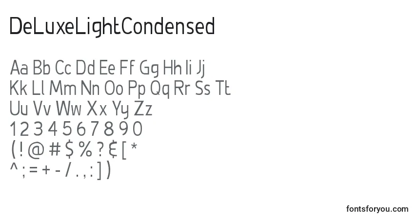 Schriftart DeLuxeLightCondensed – Alphabet, Zahlen, spezielle Symbole
