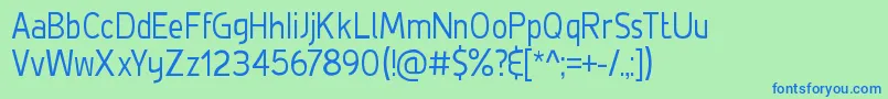 DeLuxeLightCondensed Font – Blue Fonts on Green Background