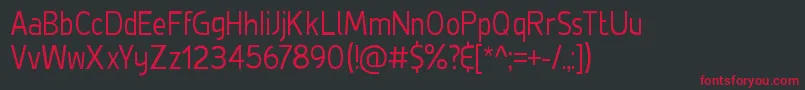 フォントDeLuxeLightCondensed – 黒い背景に赤い文字