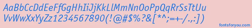 OfficinasansettItalic Font – Blue Fonts on Pink Background