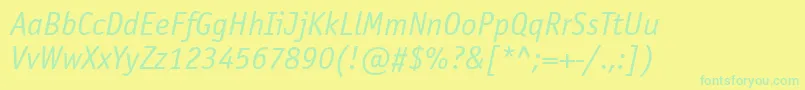 OfficinasansettItalic Font – Green Fonts on Yellow Background