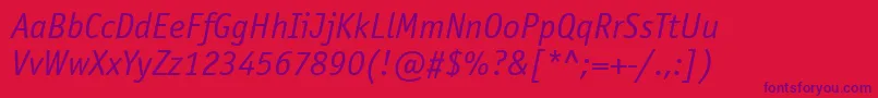 OfficinasansettItalic Font – Purple Fonts on Red Background