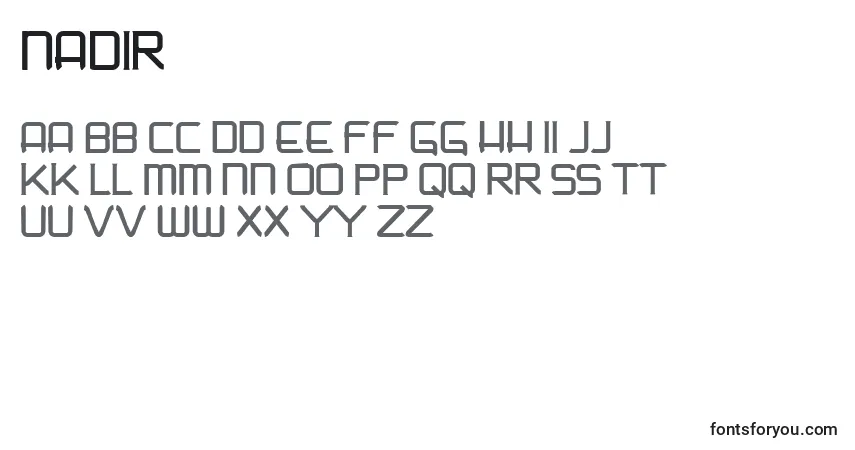 Шрифт Nadir – алфавит, цифры, специальные символы