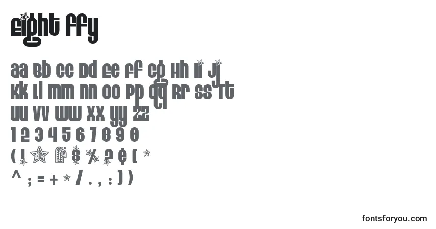 Schriftart Eight ffy – Alphabet, Zahlen, spezielle Symbole