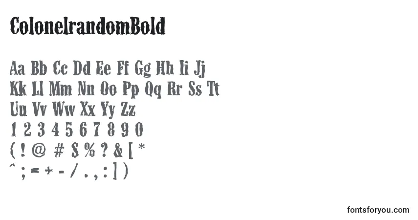 A fonte ColonelrandomBold – alfabeto, números, caracteres especiais