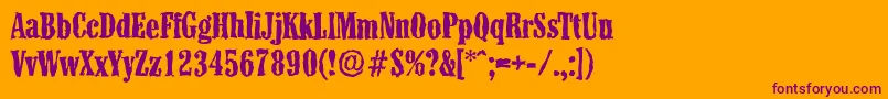 ColonelrandomBold-Schriftart – Violette Schriften auf orangefarbenem Hintergrund