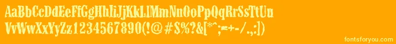 ColonelrandomBold-Schriftart – Gelbe Schriften auf orangefarbenem Hintergrund