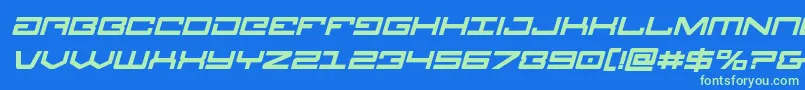 フォントLegionboldital – 青い背景に緑のフォント
