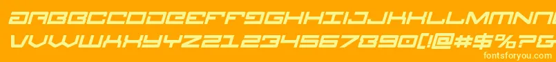 Legionboldital-Schriftart – Gelbe Schriften auf orangefarbenem Hintergrund