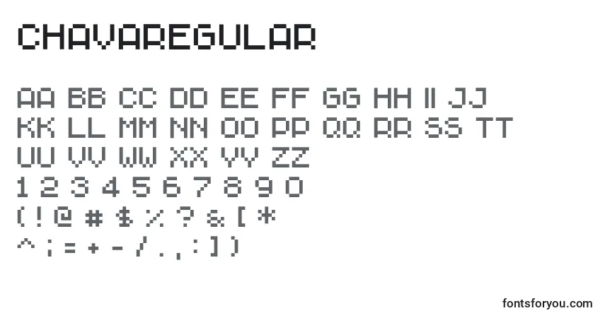 Czcionka ChavaRegular – alfabet, cyfry, specjalne znaki