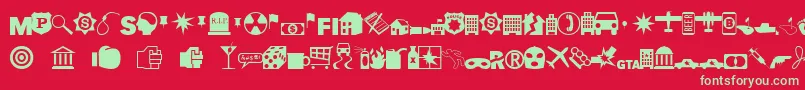 Шрифт EsriCrimeAnalysis – зелёные шрифты на красном фоне