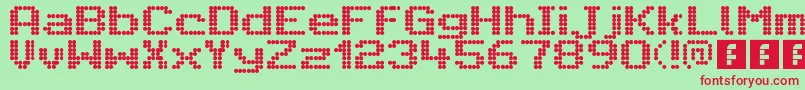 CitaroVoorEnkeleHoogteBreed-fontti – punaiset fontit vihreällä taustalla